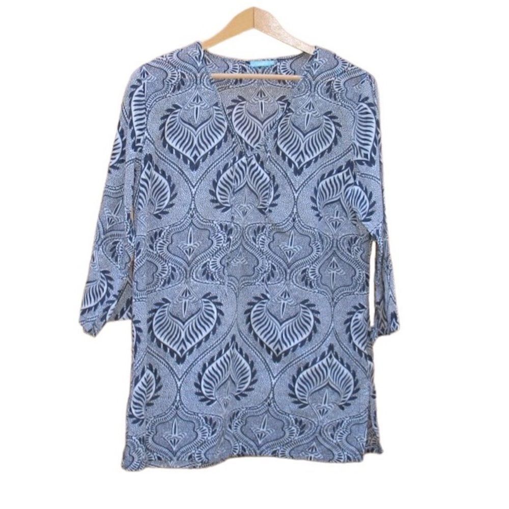 Blue White Lightweight Cotton Tunic Top